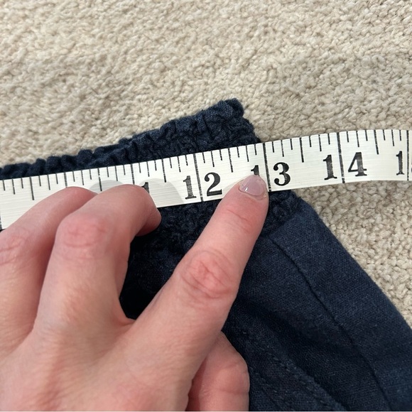 Beau Dawson Women Wide Leg Linen Blend Pants Size L Navy Pockets Elastic Waist - Picture 14 of 17